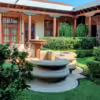 Garden courtyard at the Hotel Camino Real Antigua in Antigua Guatemala